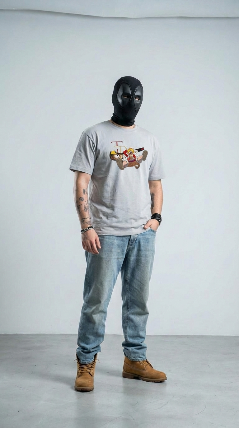 T-Shirt Uomo Grafica Cartoon Streetwear Bianca – Maglietta Oversize Urban Style