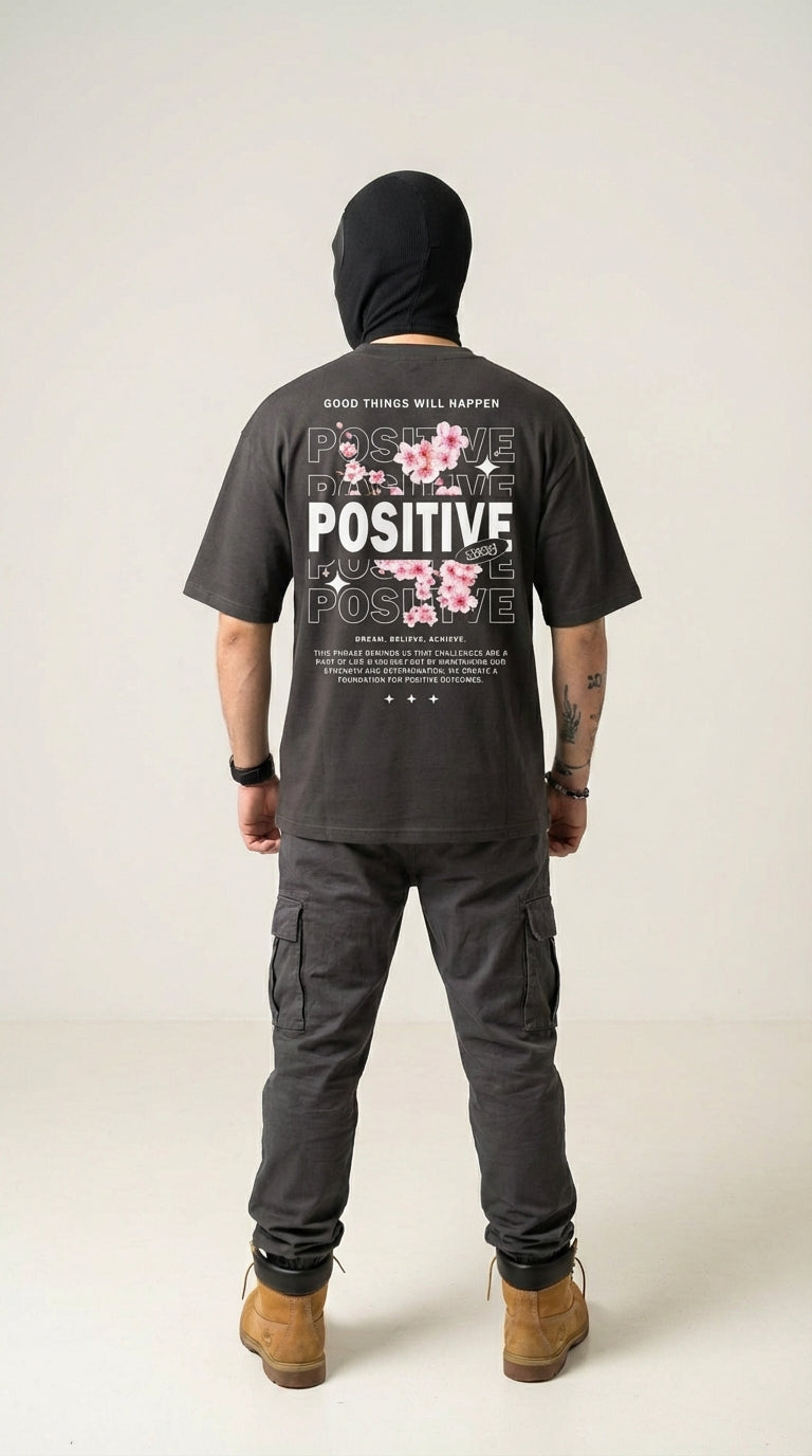 T-Shirt Oversize Streetwear “Positive” – Grafica Back Print | TD